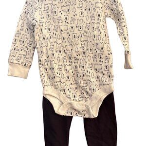 Members Mark Baby Outfit 9 Months Bear Print Bodysuit Pants Set